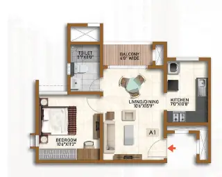 Sobha Neopolis 1 BHK Floor Plan